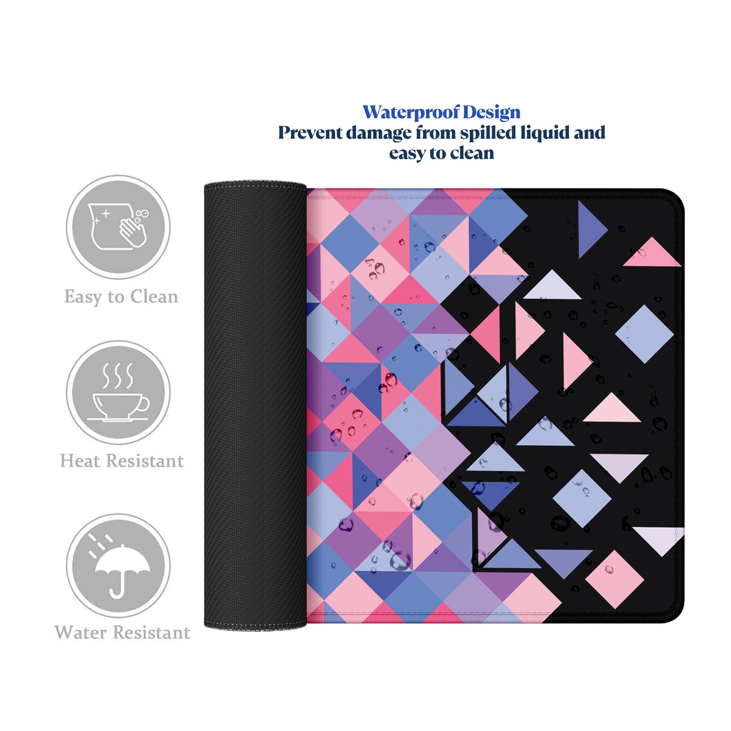 Geometric Pattern Stitched Desk Mat | Large Gaming & Office Mouse Pad | Non-Slip Rubber Base | Extended Desk Mat for Laptop, Keyboard & Mouse