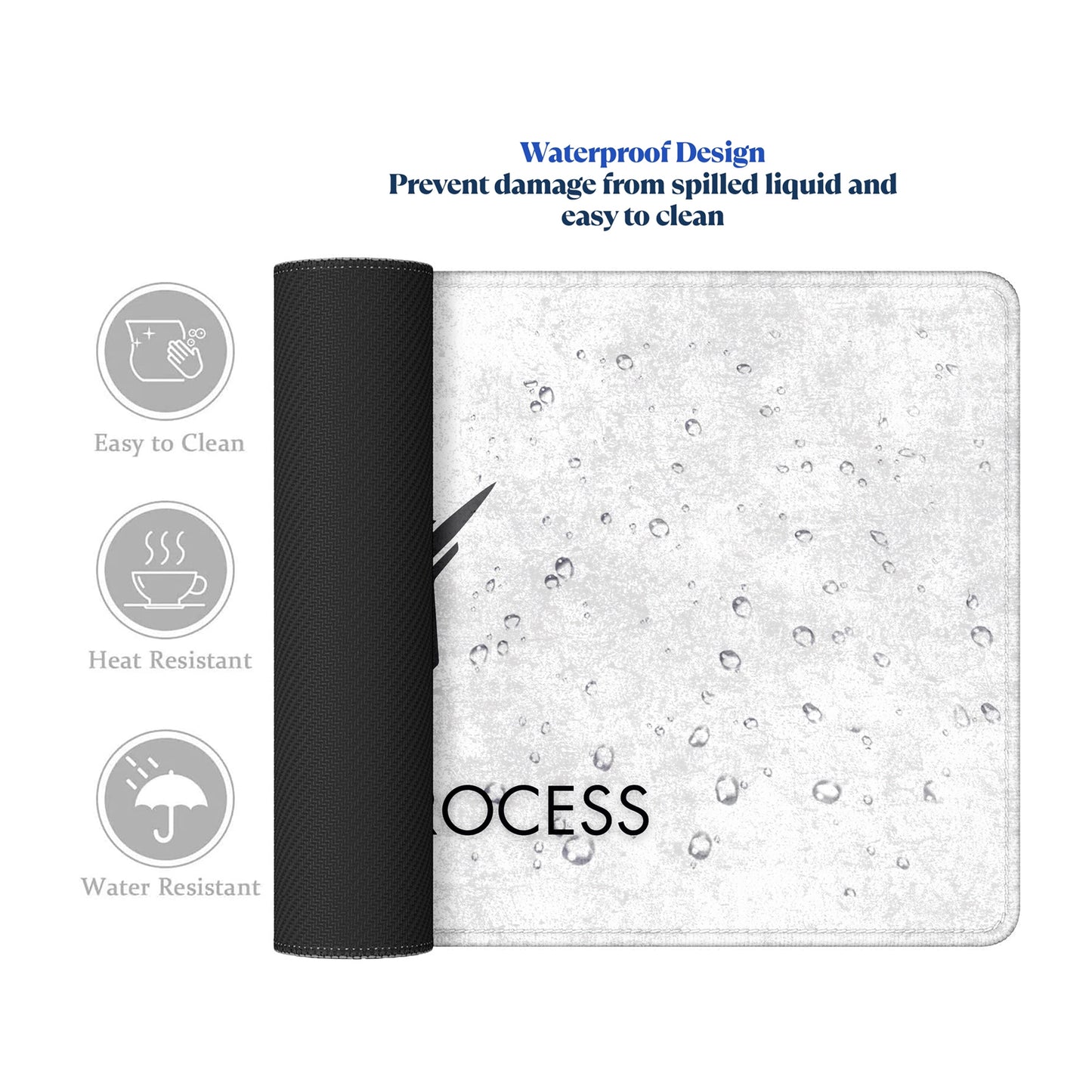 Trust The Process Stitched Desk Mat – Large Extended Mouse Pad – Minimalist Design, Non-Slip Rubber Base, Smooth Surface, Durable Edges – Office & Gaming Desk Accessory (Marble White)