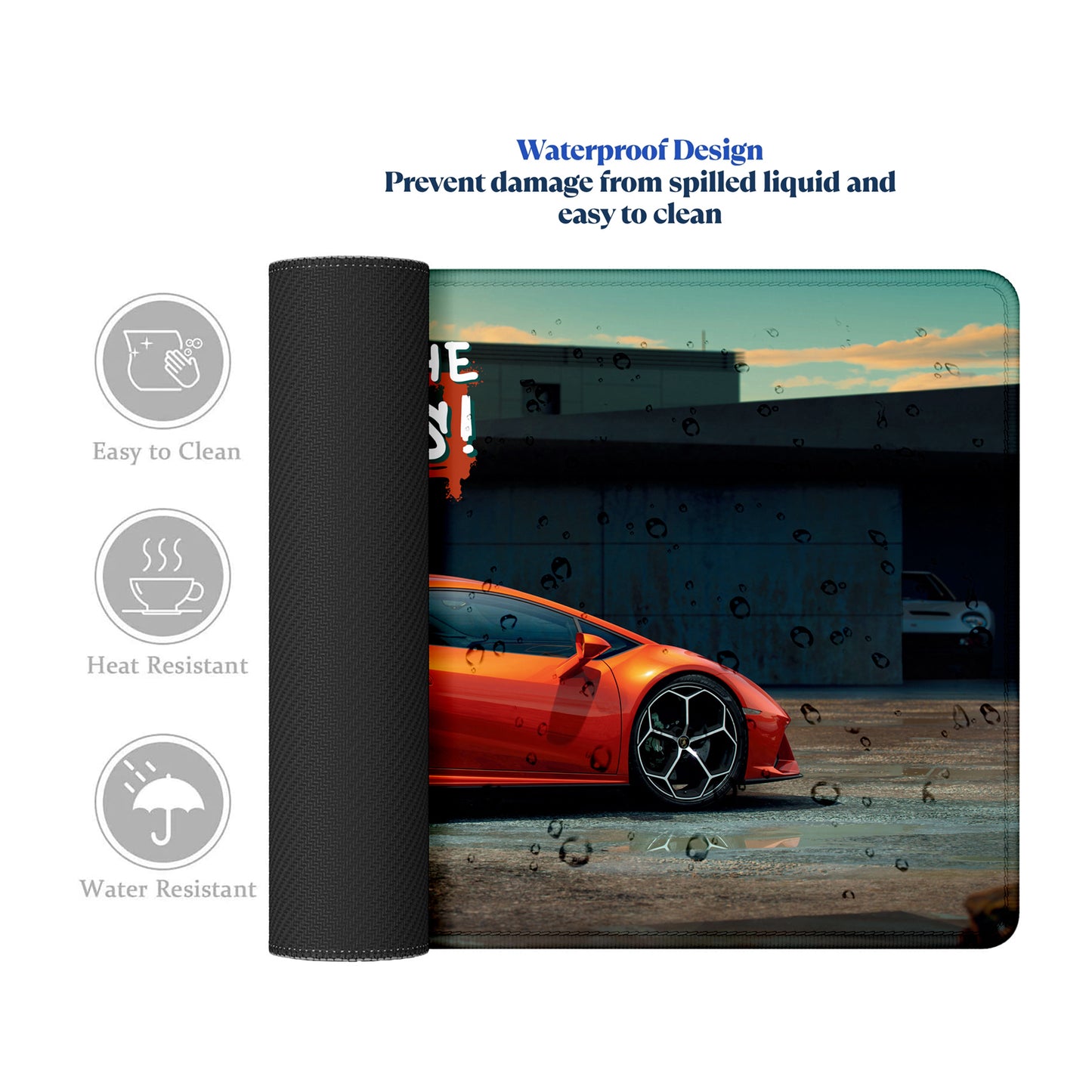 Break the Rules Supercar Stitched Desk Mat | Large Gaming & Office Mouse Pad | Non-Slip Rubber Base | Extended Desk Mat for Keyboard & Laptop