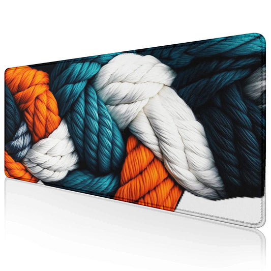 Braided Rope Pattern Extended Desk Mat – Stitched Edges, Non-Slip Base, Multiple Sizes