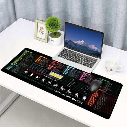 Excel Shortcut Guide Desk Mat 80x30 CM – Extended Mouse Pad with Formula & Shortcut Chart | Non-Slip Rubber Base | Waterproof Smooth Surface for Office & Work