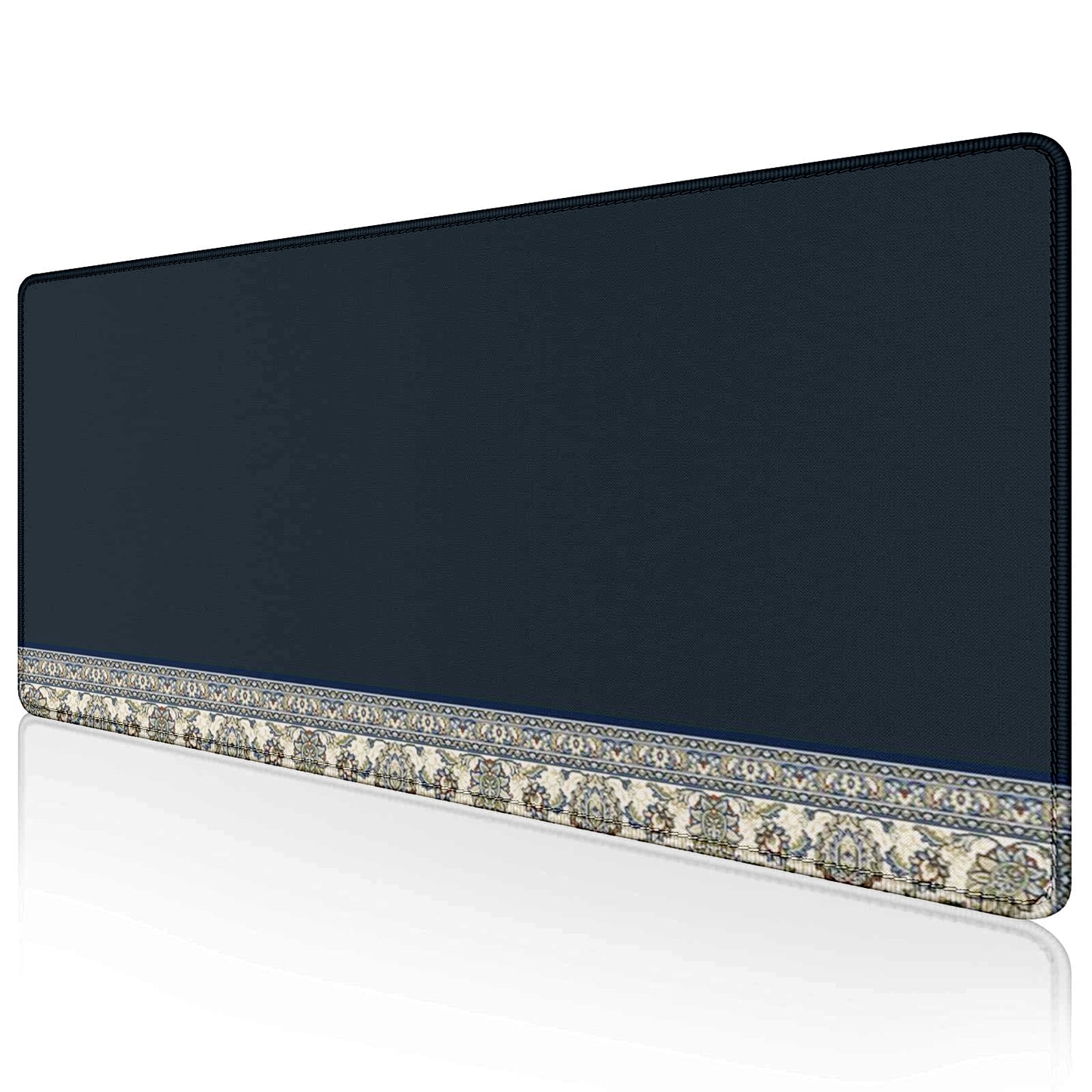 Classic Border Navy Extended Desk Mat – Stitched Edges, Non-Slip Base, Multiple Sizes