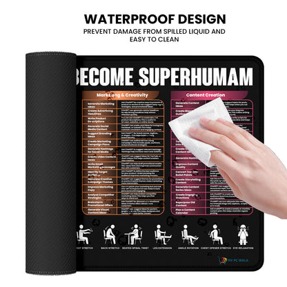 ChatGPT Secret Prompts Desk Mat 80x30 CM – Extended Mouse Pad with AI Productivity Guide | Non-Slip Rubber Base | Smooth Waterproof Surface for Office, Study & Gaming