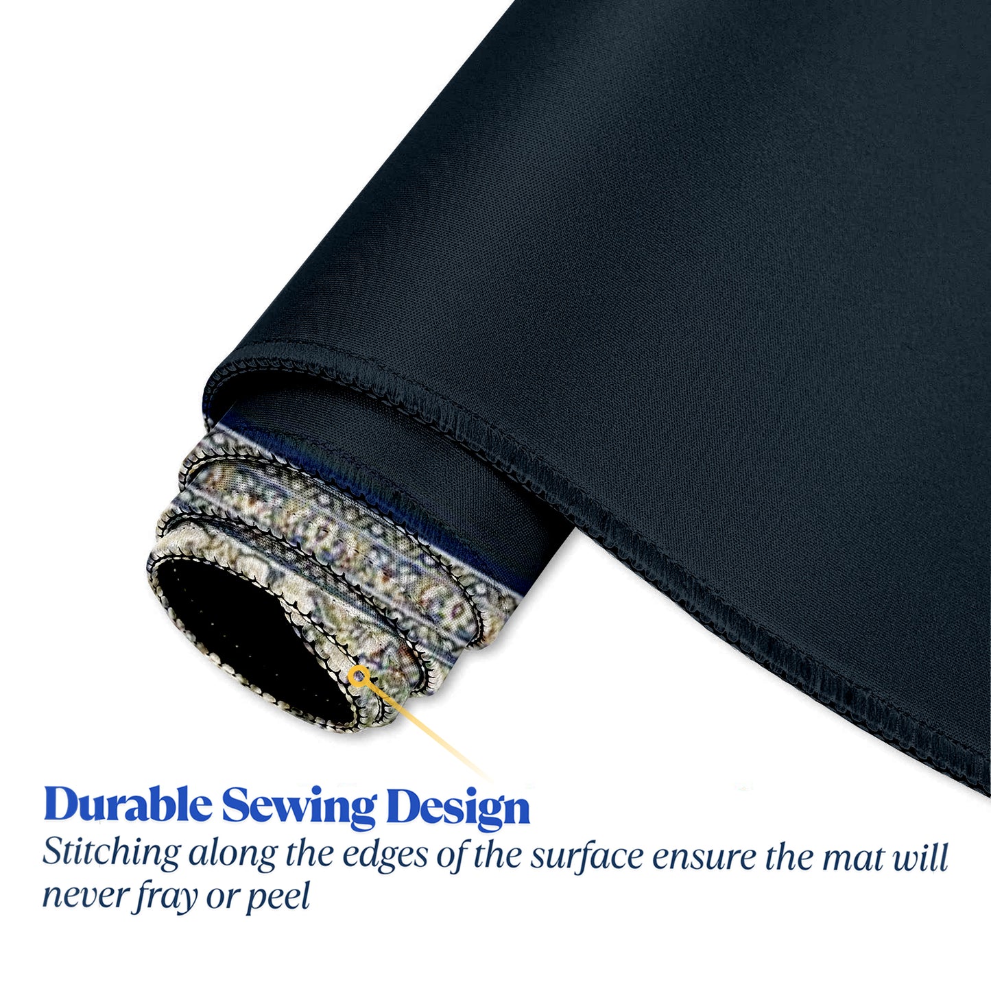 Classic Border Navy Extended Desk Mat – Stitched Edges, Non-Slip Base, Multiple Sizes