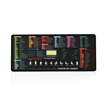 Excel Shortcut Guide Desk Mat 80x30 CM – Extended Mouse Pad with Formula & Shortcut Chart | Non-Slip Rubber Base | Waterproof Smooth Surface for Office & Work