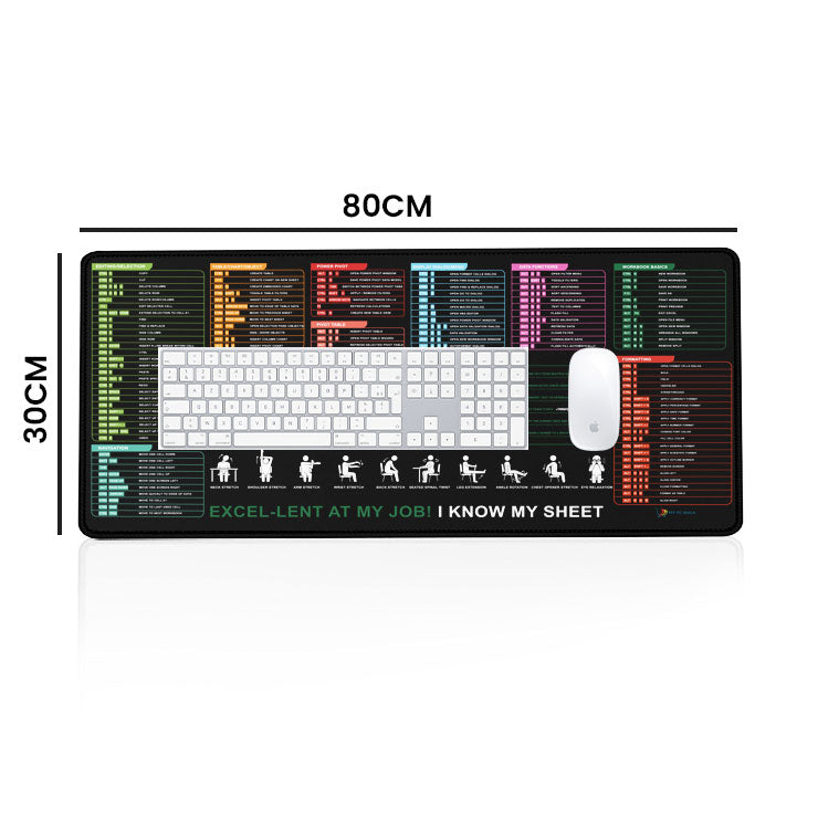 Excel Shortcut Guide Desk Mat 80x30 CM – Extended Mouse Pad with Formula & Shortcut Chart | Non-Slip Rubber Base | Waterproof Smooth Surface for Office & Work