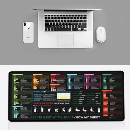 Excel Shortcut Guide Desk Mat 80x30 CM – Extended Mouse Pad with Formula & Shortcut Chart | Non-Slip Rubber Base | Waterproof Smooth Surface for Office & Work