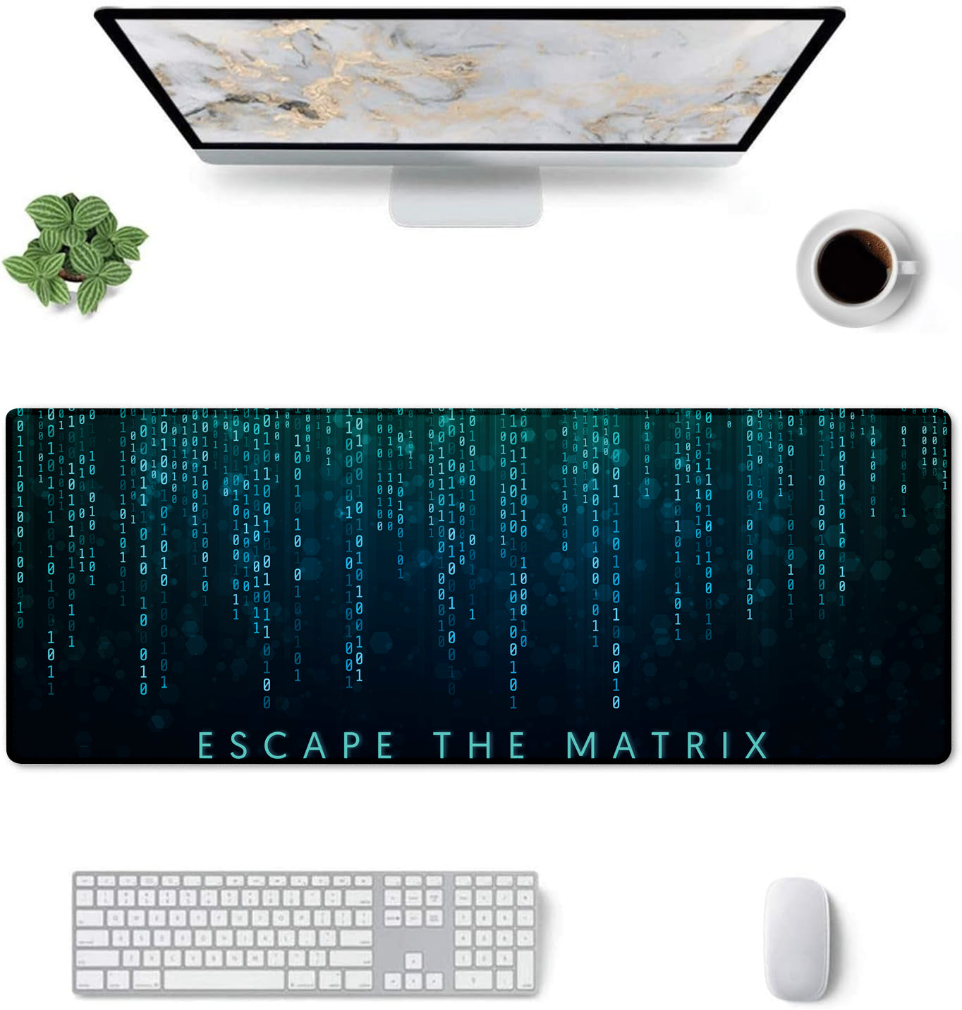 Escape the Matrix Stitched Desk Mat | Large Gaming & Office Mouse Pad | Non-Slip Rubber Base | Extended Desk Mat for Keyboard & Laptop