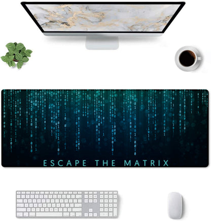 Escape the Matrix Stitched Desk Mat | Large Gaming & Office Mouse Pad | Non-Slip Rubber Base | Extended Desk Mat for Keyboard & Laptop