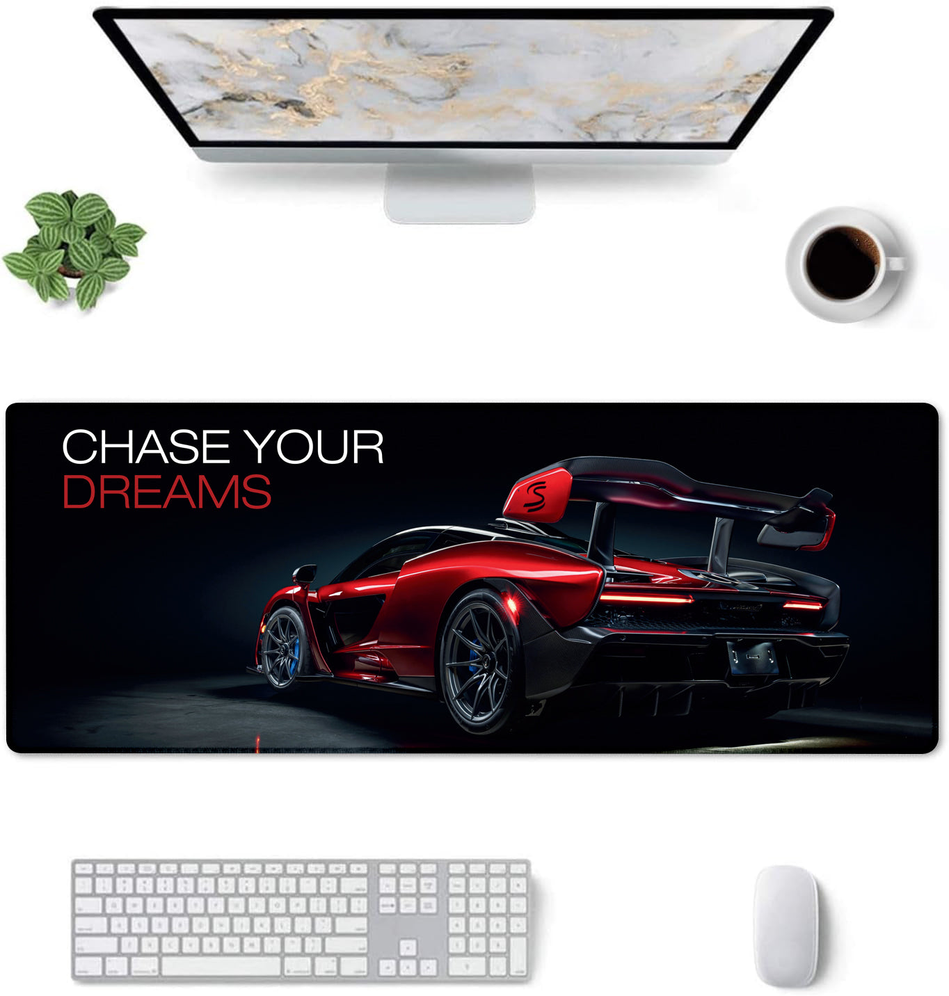Chase Your Dreams Premium Stitched Desk Mat | Large Gaming & Office Mouse Pad | Non-Slip Rubber Base | Smooth Surface for Laptop, Keyboard & Mouse