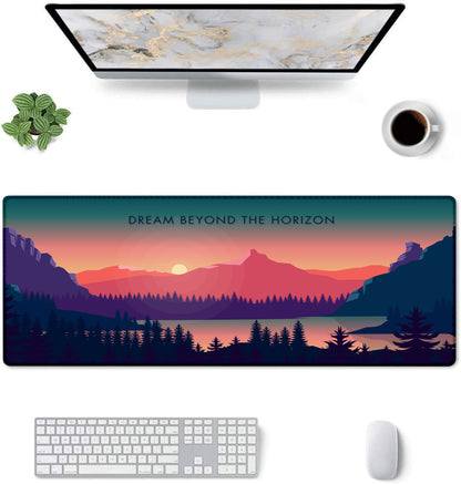 Dream Beyond the Horizon – Sunset Landscape Stitched Desk Mat | Large Gaming & Office Mouse Pad | Non-Slip Rubber Base | Extended Desk Mat for Keyboard & Laptop