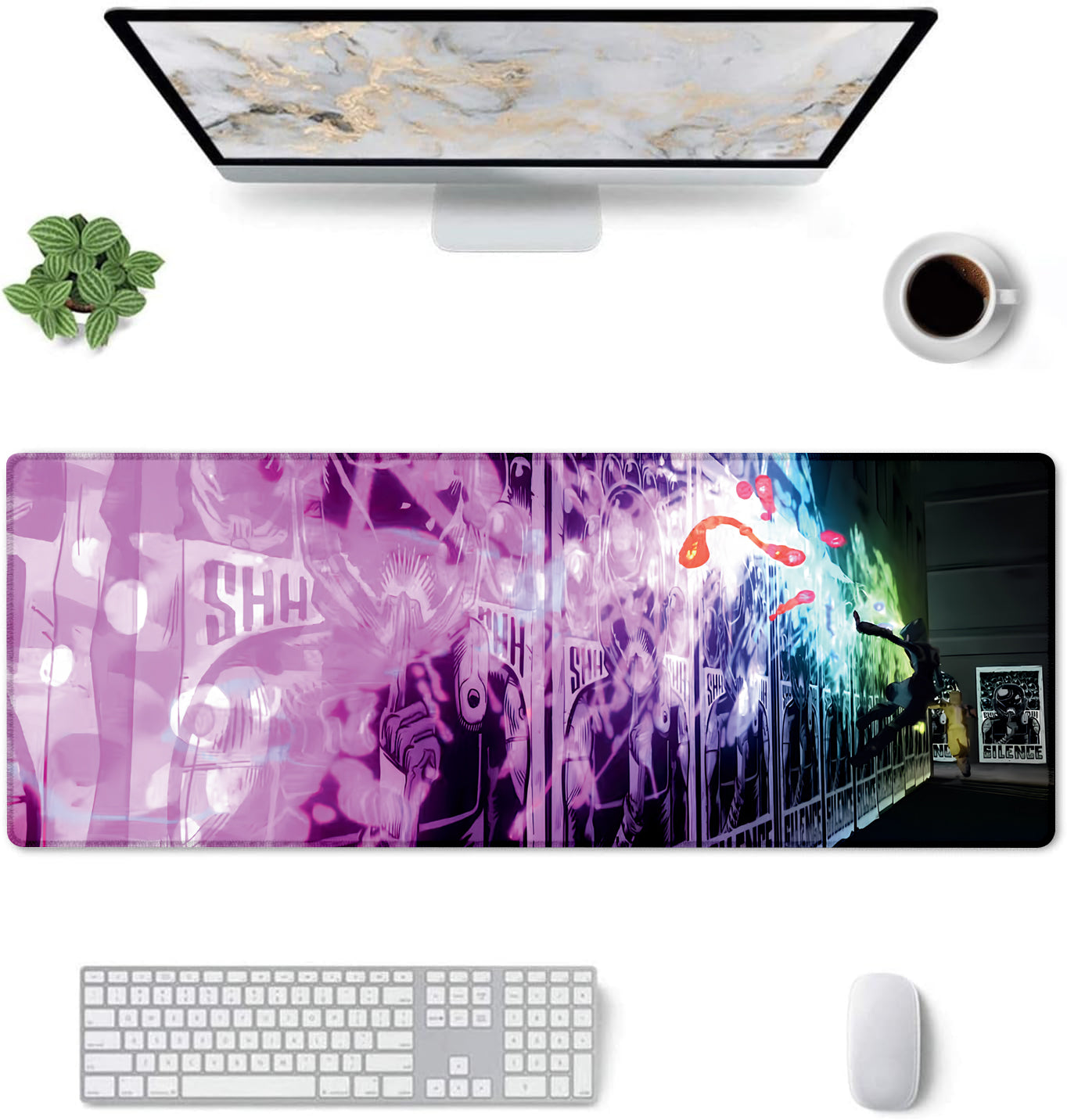 Street Art Graffiti Stitched Desk Mat | Large Gaming & Office Mouse Pad | Non-Slip Rubber Base | Extended Desk Mat for Keyboard & Laptop