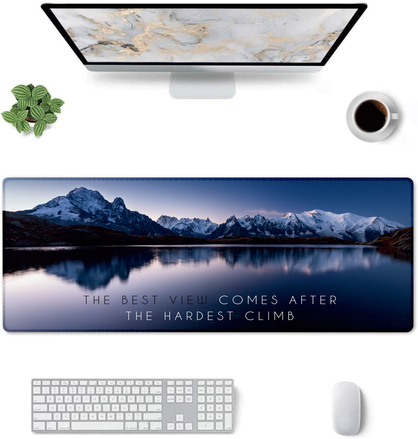 The Best View – Mountain Landscape Stitched Desk Mat | Large Gaming & Office Mouse Pad | Non-Slip Rubber Base | Extended Desk Mat for Laptop & Keyboard