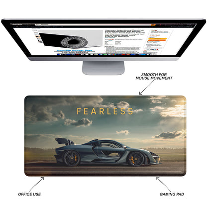 Fearless Supercar Stitched Desk Mat | Large Gaming & Office Mouse Pad | Non-Slip Rubber Base | Extended Desk Mat for Keyboard & Laptop