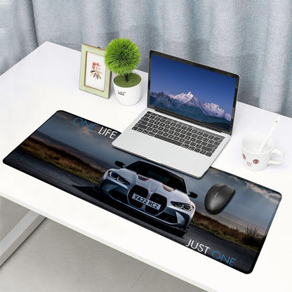 One Life Just One Supercar Stitched Desk Mat | Large Gaming & Office Mouse Pad | Non-Slip Rubber Base | Extended Desk Mat for Keyboard & Laptop