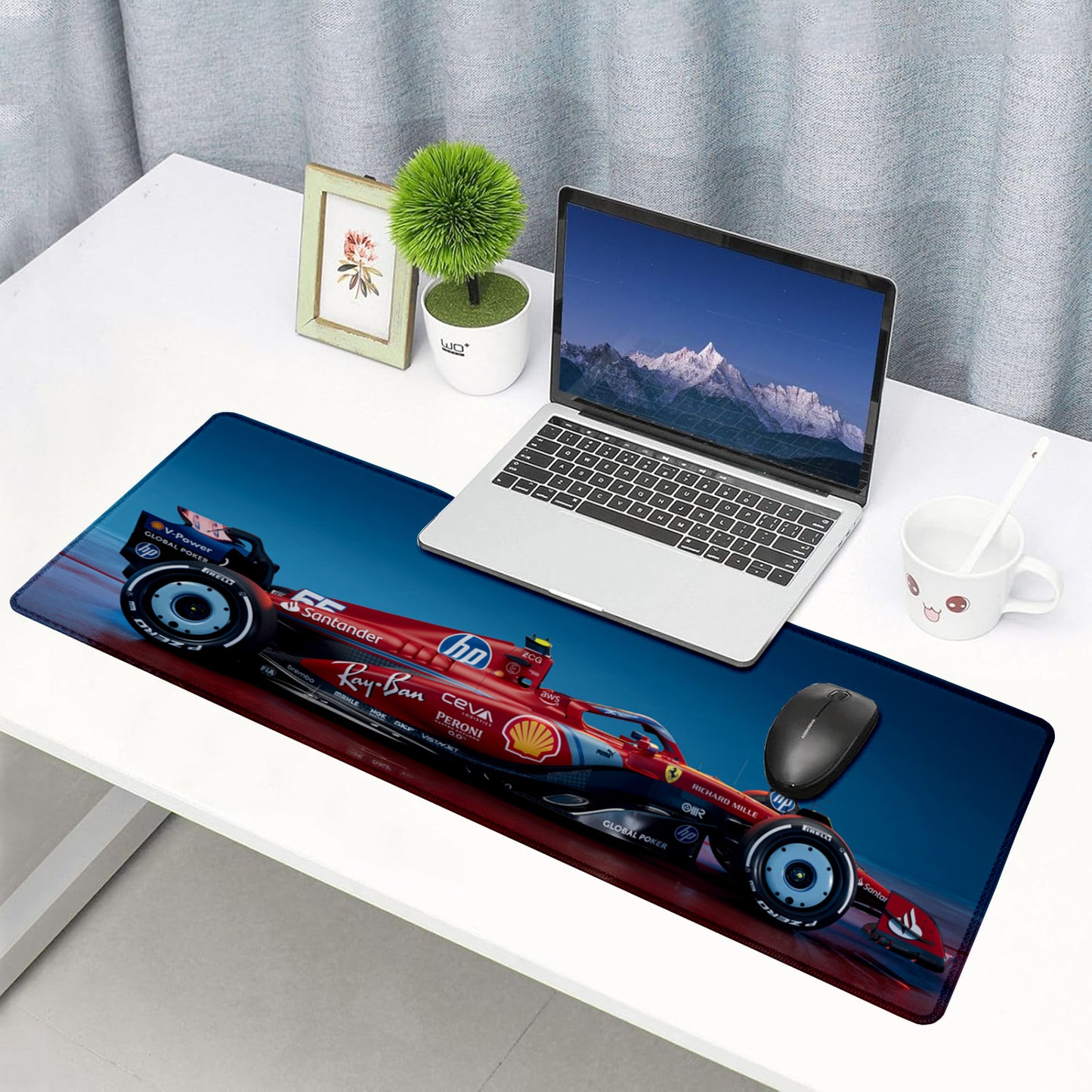 Designed to Win – Racing Car Stitched Desk Mat | Large Gaming & Office Mouse Pad | Non-Slip Rubber Base | Extended Desk Mat for Keyboard