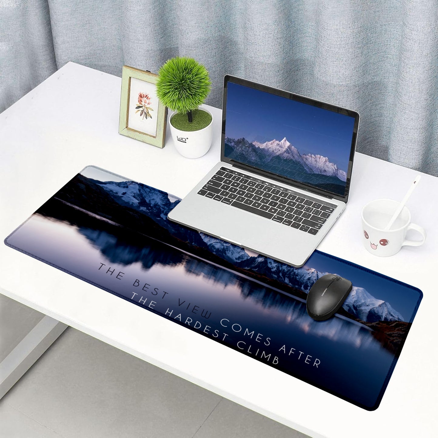 The Best View – Mountain Landscape Stitched Desk Mat | Large Gaming & Office Mouse Pad | Non-Slip Rubber Base | Extended Desk Mat for Laptop & Keyboard