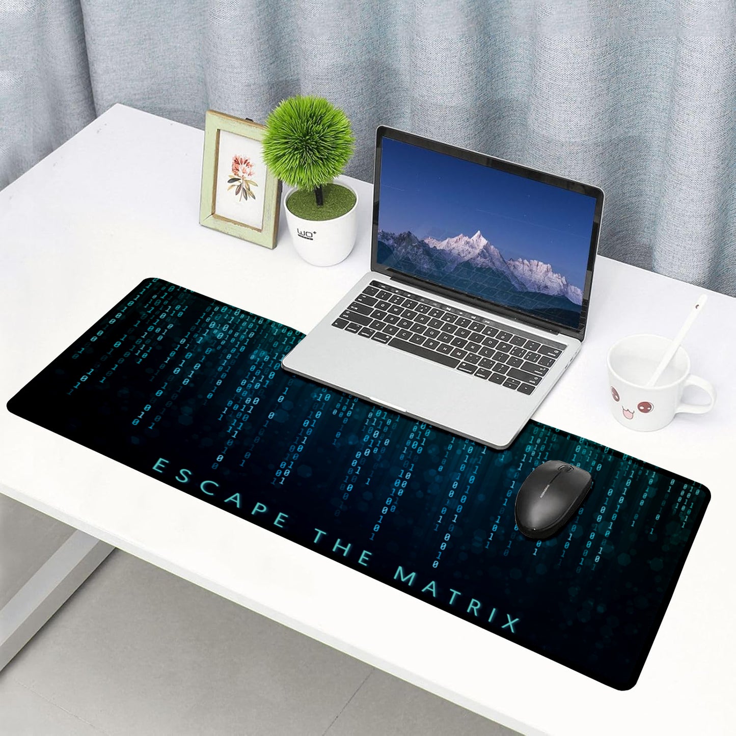 Escape the Matrix Stitched Desk Mat | Large Gaming & Office Mouse Pad | Non-Slip Rubber Base | Extended Desk Mat for Keyboard & Laptop