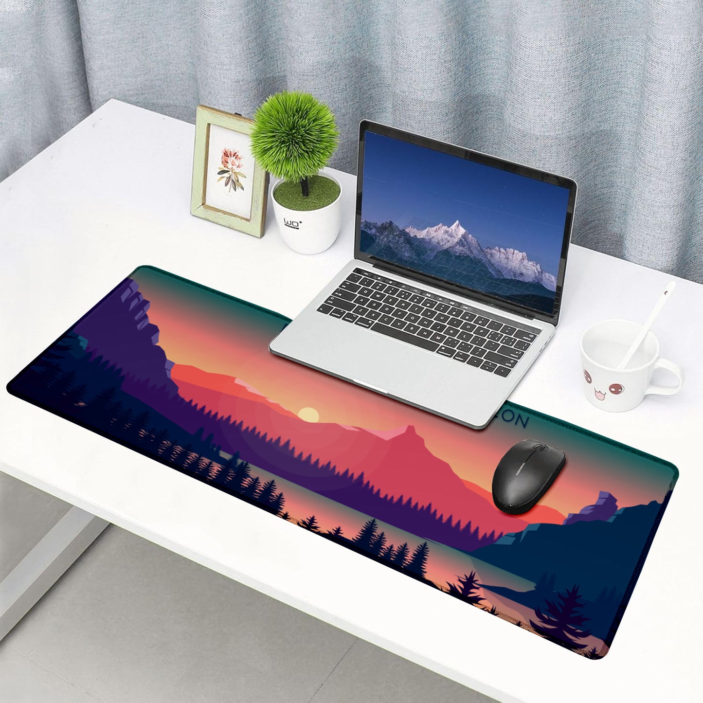 Dream Beyond the Horizon – Sunset Landscape Stitched Desk Mat | Large Gaming & Office Mouse Pad | Non-Slip Rubber Base | Extended Desk Mat for Keyboard & Laptop