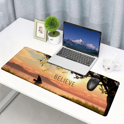 Believe – Nature Landscape Stitched Desk Mat | Large Gaming & Office Mouse Pad | Non-Slip Rubber Base | Extended Desk Mat for Keyboard, Laptop & Mouse