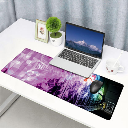 Street Art Graffiti Stitched Desk Mat | Large Gaming & Office Mouse Pad | Non-Slip Rubber Base | Extended Desk Mat for Keyboard & Laptop