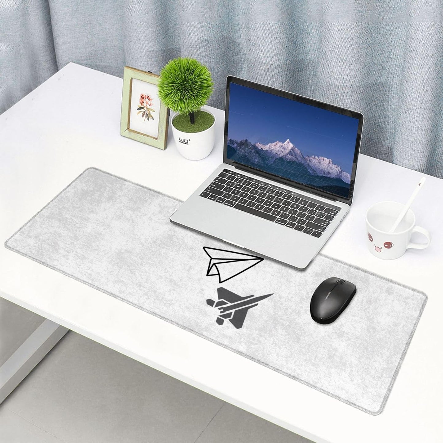 Trust The Process Stitched Desk Mat – Large Extended Mouse Pad – Minimalist Design, Non-Slip Rubber Base, Smooth Surface, Durable Edges – Office & Gaming Desk Accessory (Marble White)