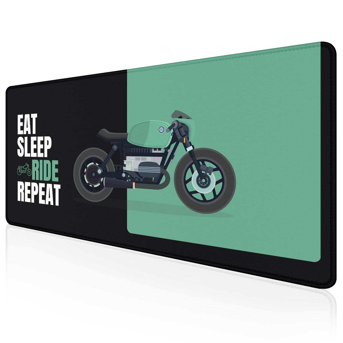 Eat Sleep Ride Repeat Motorcycle Stitched Desk Mat | Large Gaming & Office Mouse Pad | Non-Slip Rubber Base | Extended Desk Mat for Keyboard & Laptop