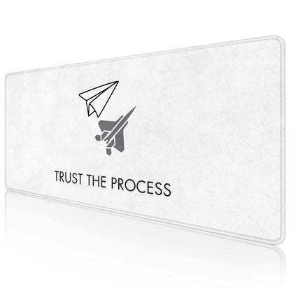 Trust The Process Stitched Desk Mat – Large Extended Mouse Pad – Minimalist Design, Non-Slip Rubber Base, Smooth Surface, Durable Edges – Office & Gaming Desk Accessory (Marble White)