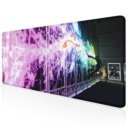 Street Art Graffiti Stitched Desk Mat | Large Gaming & Office Mouse Pad | Non-Slip Rubber Base | Extended Desk Mat for Keyboard & Laptop