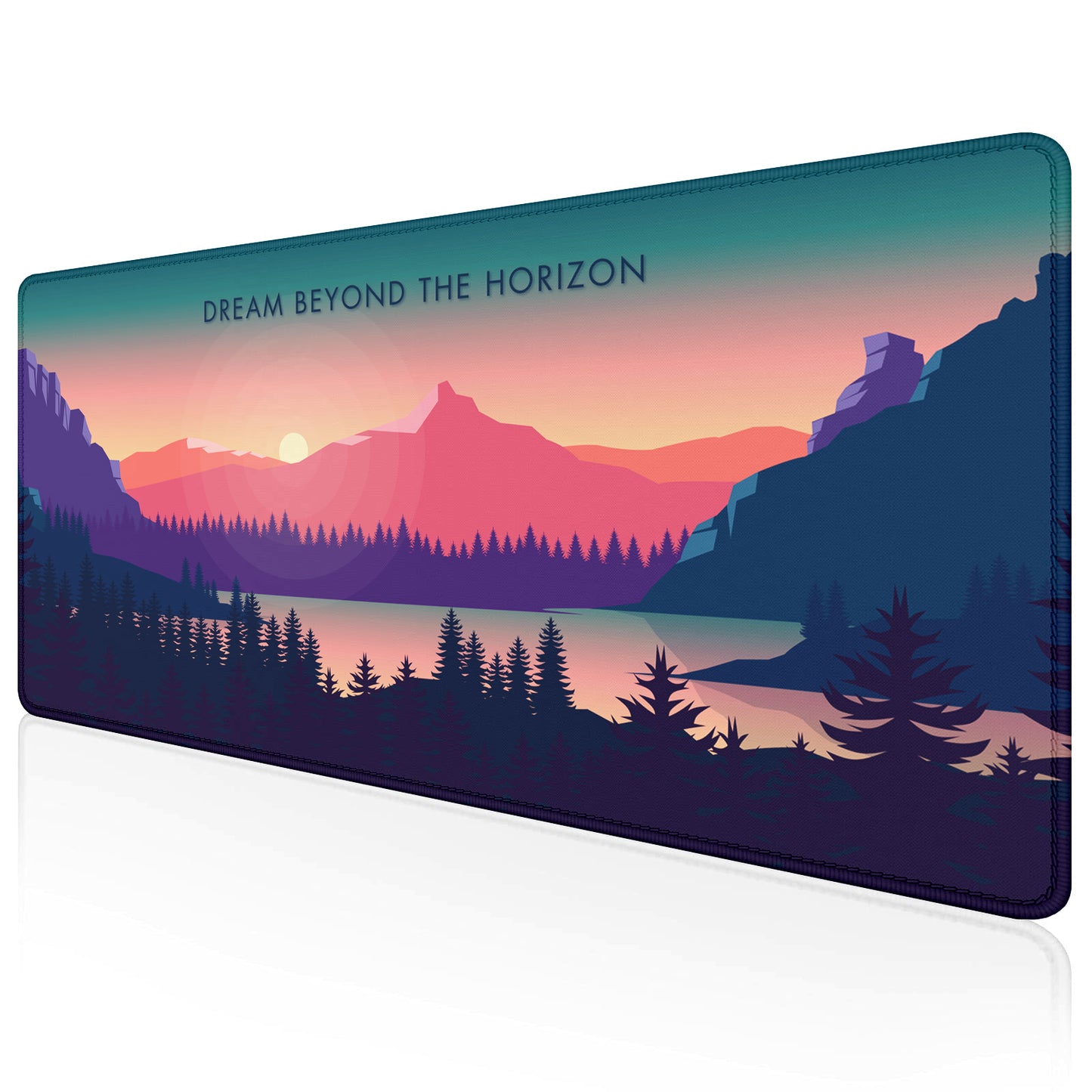 Dream Beyond the Horizon – Sunset Landscape Stitched Desk Mat | Large Gaming & Office Mouse Pad | Non-Slip Rubber Base | Extended Desk Mat for Keyboard & Laptop