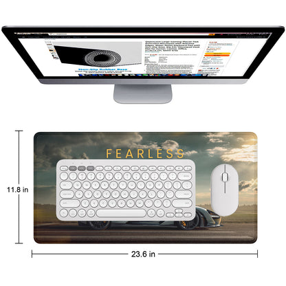 Fearless Supercar Stitched Desk Mat | Large Gaming & Office Mouse Pad | Non-Slip Rubber Base | Extended Desk Mat for Keyboard & Laptop