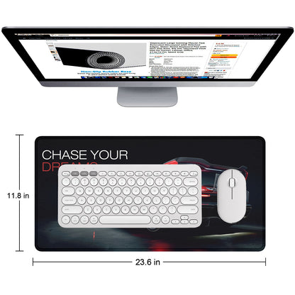 Chase Your Dreams Premium Stitched Desk Mat | Large Gaming & Office Mouse Pad | Non-Slip Rubber Base | Smooth Surface for Laptop, Keyboard & Mouse