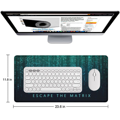 Escape the Matrix Stitched Desk Mat | Large Gaming & Office Mouse Pad | Non-Slip Rubber Base | Extended Desk Mat for Keyboard & Laptop