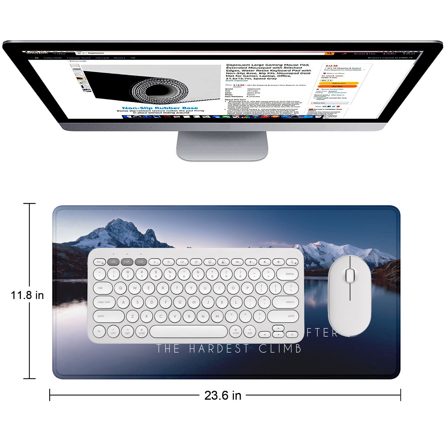 The Best View – Mountain Landscape Stitched Desk Mat | Large Gaming & Office Mouse Pad | Non-Slip Rubber Base | Extended Desk Mat for Laptop & Keyboard