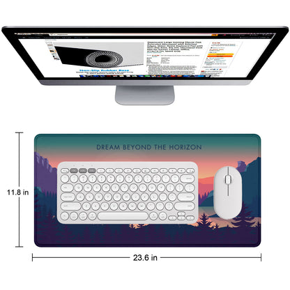 Dream Beyond the Horizon – Sunset Landscape Stitched Desk Mat | Large Gaming & Office Mouse Pad | Non-Slip Rubber Base | Extended Desk Mat for Keyboard & Laptop