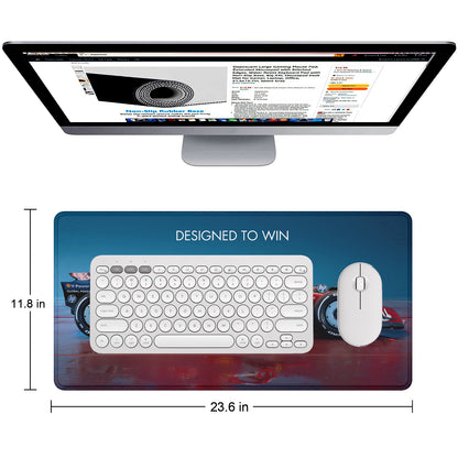 Designed to Win – Racing Car Stitched Desk Mat | Large Gaming & Office Mouse Pad | Non-Slip Rubber Base | Extended Desk Mat for Keyboard