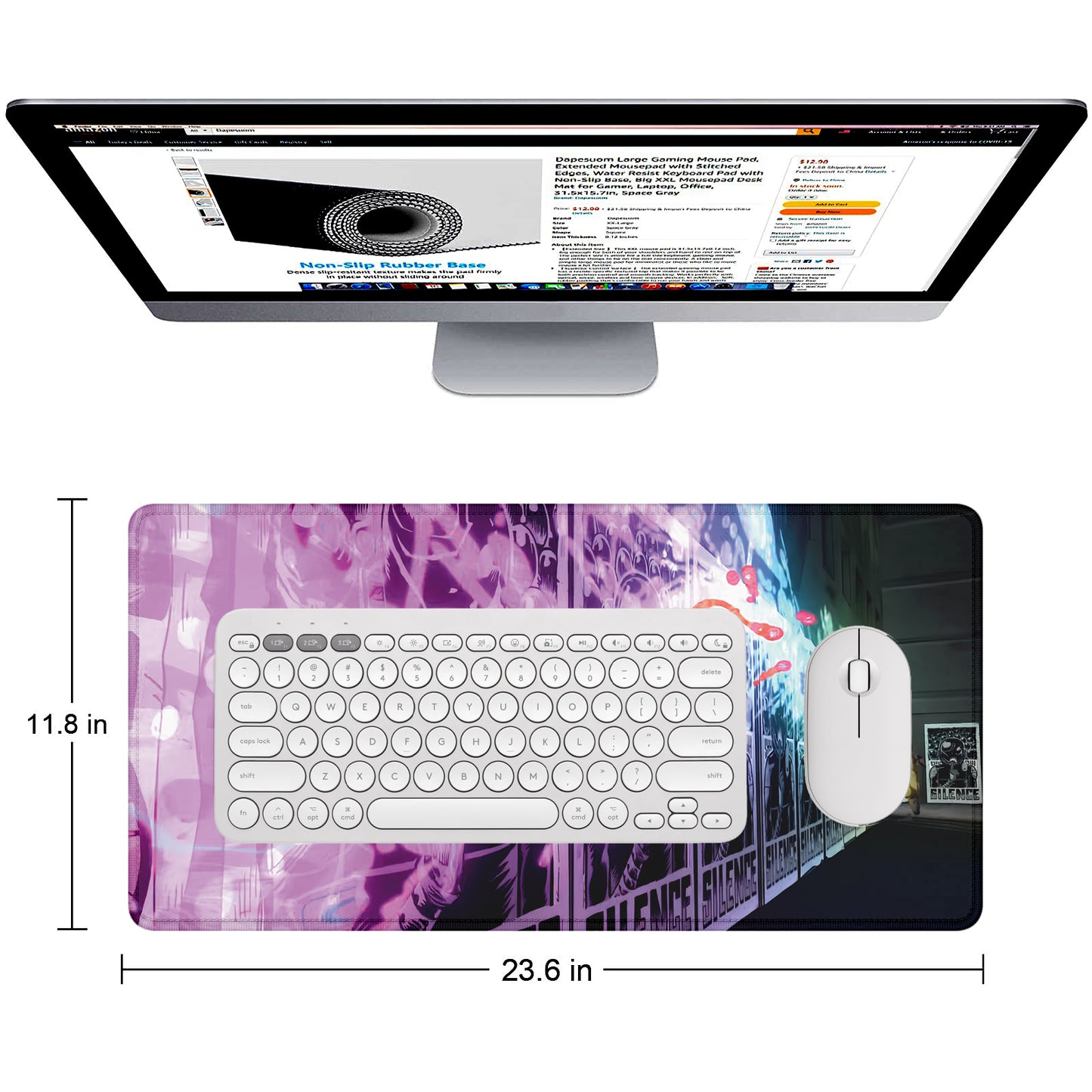 Street Art Graffiti Stitched Desk Mat | Large Gaming & Office Mouse Pad | Non-Slip Rubber Base | Extended Desk Mat for Keyboard & Laptop