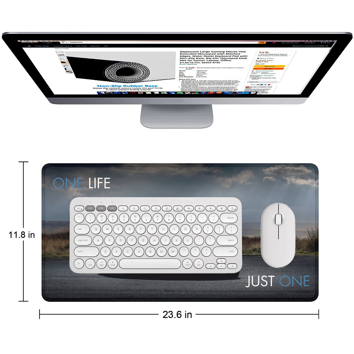 One Life Just One Supercar Stitched Desk Mat | Large Gaming & Office Mouse Pad | Non-Slip Rubber Base | Extended Desk Mat for Keyboard & Laptop