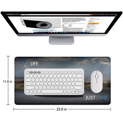One Life Just One Supercar Stitched Desk Mat | Large Gaming & Office Mouse Pad | Non-Slip Rubber Base | Extended Desk Mat for Keyboard & Laptop