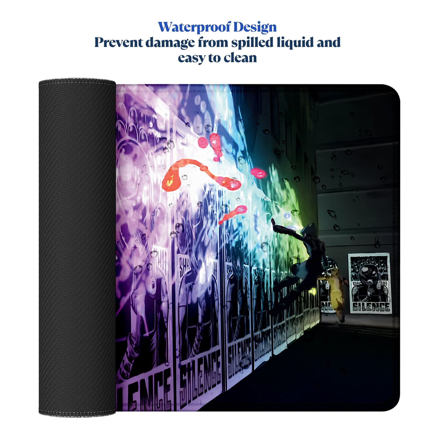 Street Art Graffiti Stitched Desk Mat | Large Gaming & Office Mouse Pad | Non-Slip Rubber Base | Extended Desk Mat for Keyboard & Laptop