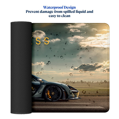 Fearless Supercar Stitched Desk Mat | Large Gaming & Office Mouse Pad | Non-Slip Rubber Base | Extended Desk Mat for Keyboard & Laptop