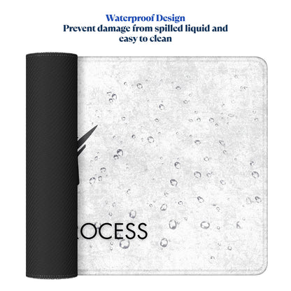 Trust The Process Stitched Desk Mat – Large Extended Mouse Pad – Minimalist Design, Non-Slip Rubber Base, Smooth Surface, Durable Edges – Office & Gaming Desk Accessory (Marble White)