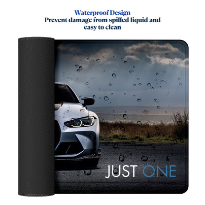 One Life Just One Supercar Stitched Desk Mat | Large Gaming & Office Mouse Pad | Non-Slip Rubber Base | Extended Desk Mat for Keyboard & Laptop