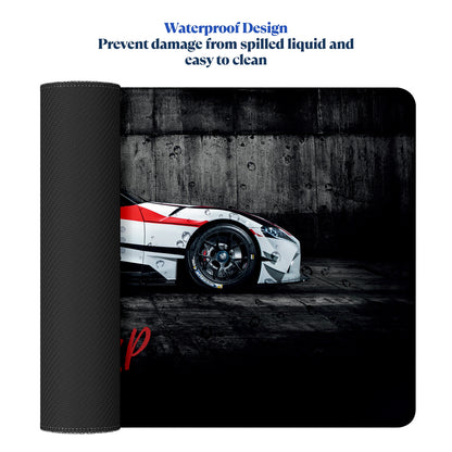 Never Give Up Racing Car Stitched Desk Mat | Large Gaming & Office Mouse Pad | Non-Slip Rubber Base | Extended Desk Mat for Keyboard & Laptop