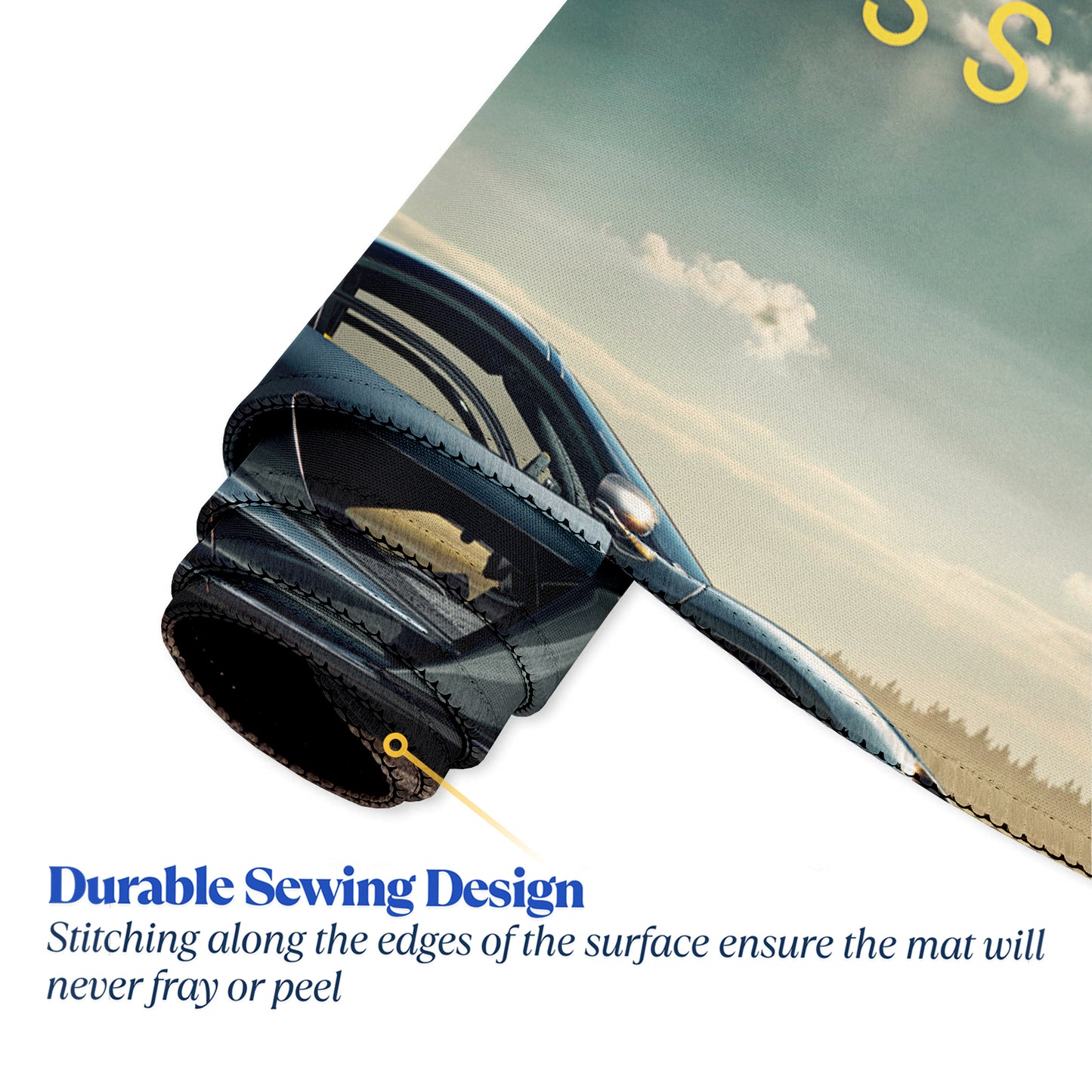 Fearless Supercar Stitched Desk Mat | Large Gaming & Office Mouse Pad | Non-Slip Rubber Base | Extended Desk Mat for Keyboard & Laptop