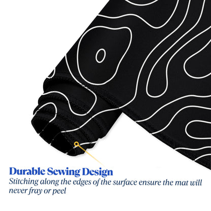 Extended Gaming Mouse Pad XXL – Large Desk Mat with Non-Slip Rubber Base & Smooth Surface – Black Topographic Design