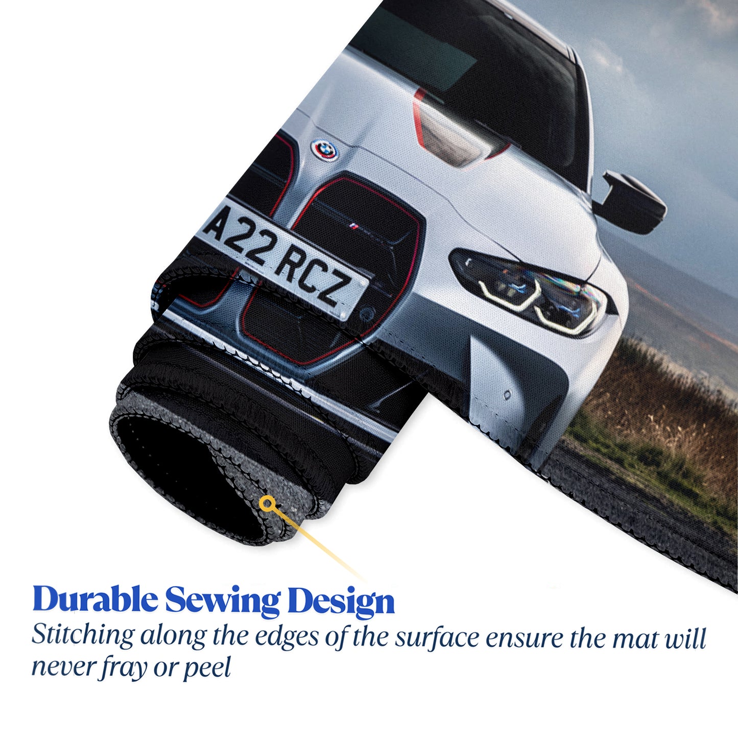 One Life Just One Supercar Stitched Desk Mat | Large Gaming & Office Mouse Pad | Non-Slip Rubber Base | Extended Desk Mat for Keyboard & Laptop