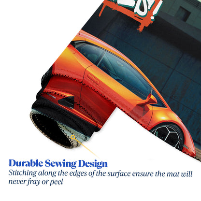 Break the Rules Supercar Stitched Desk Mat | Large Gaming & Office Mouse Pad | Non-Slip Rubber Base | Extended Desk Mat for Keyboard & Laptop