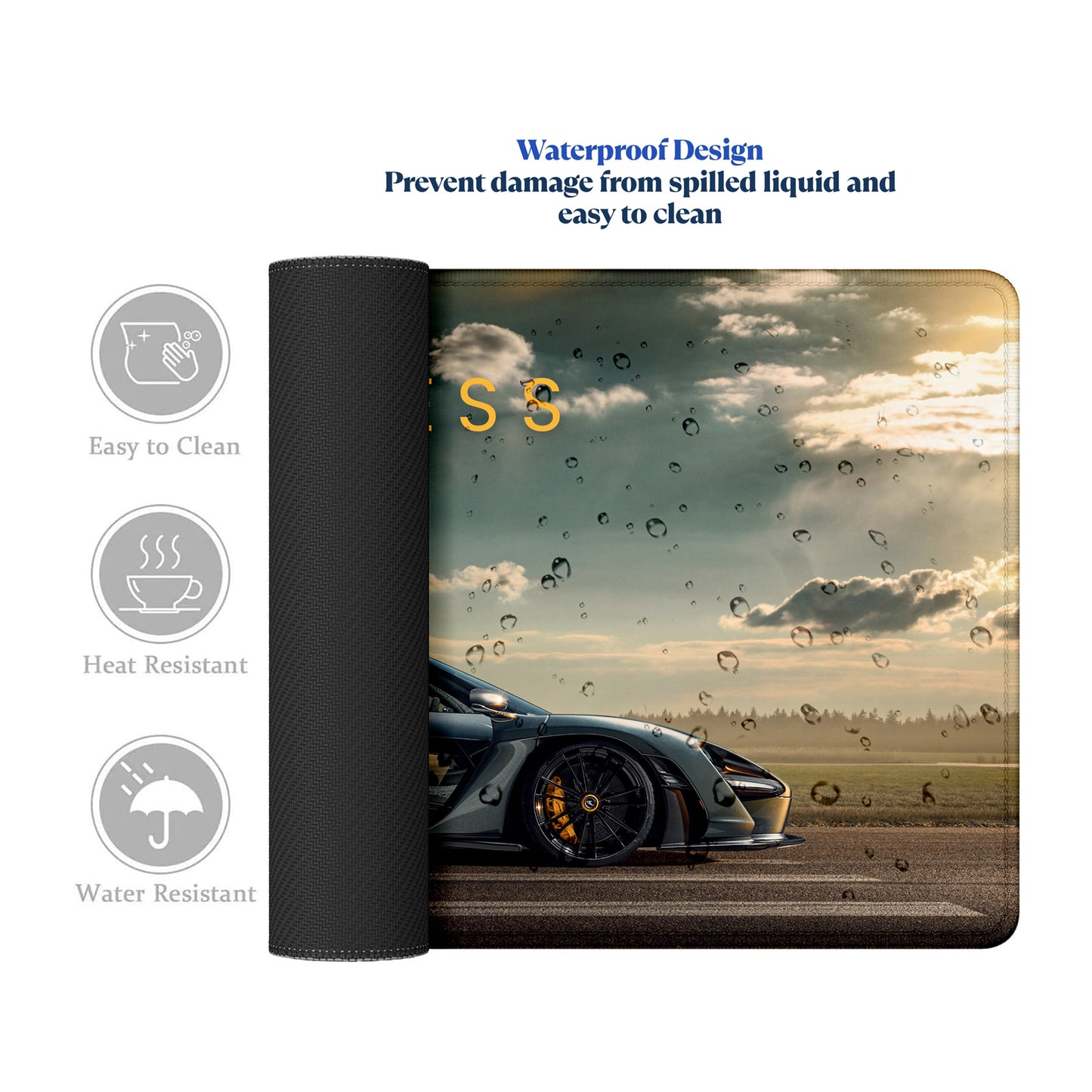 Fearless Supercar Stitched Desk Mat | Large Gaming & Office Mouse Pad | Non-Slip Rubber Base | Extended Desk Mat for Keyboard & Laptop