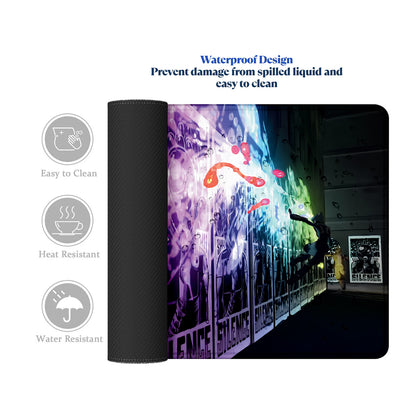 Street Art Graffiti Stitched Desk Mat | Large Gaming & Office Mouse Pad | Non-Slip Rubber Base | Extended Desk Mat for Keyboard & Laptop